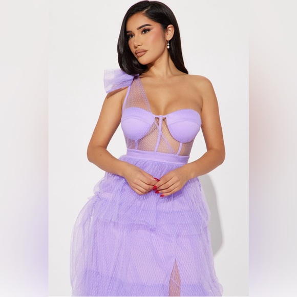 ‼️SOLD ‼️ 🌟 Fashion Nova Flirty Affair Tulle Gown - Lavender - NWT 🌟 - Picture 2 of 6